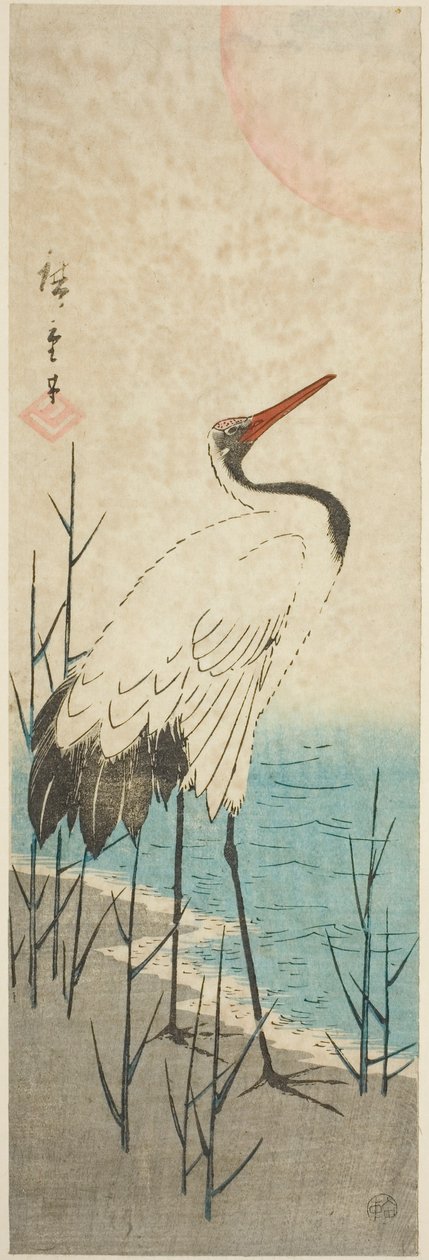 Trane og sol av Utagawa Hiroshige