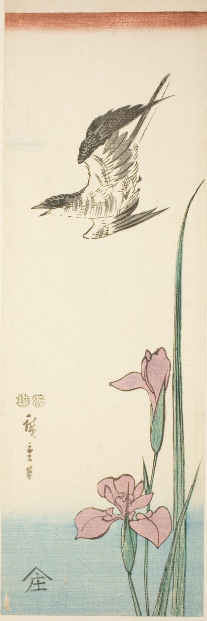 Gjøk og iris av Utagawa Hiroshige