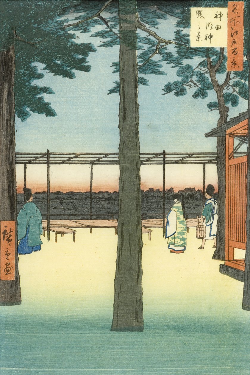 Daggry ved Kanda Myōjin-helligdommen av Utagawa Hiroshige