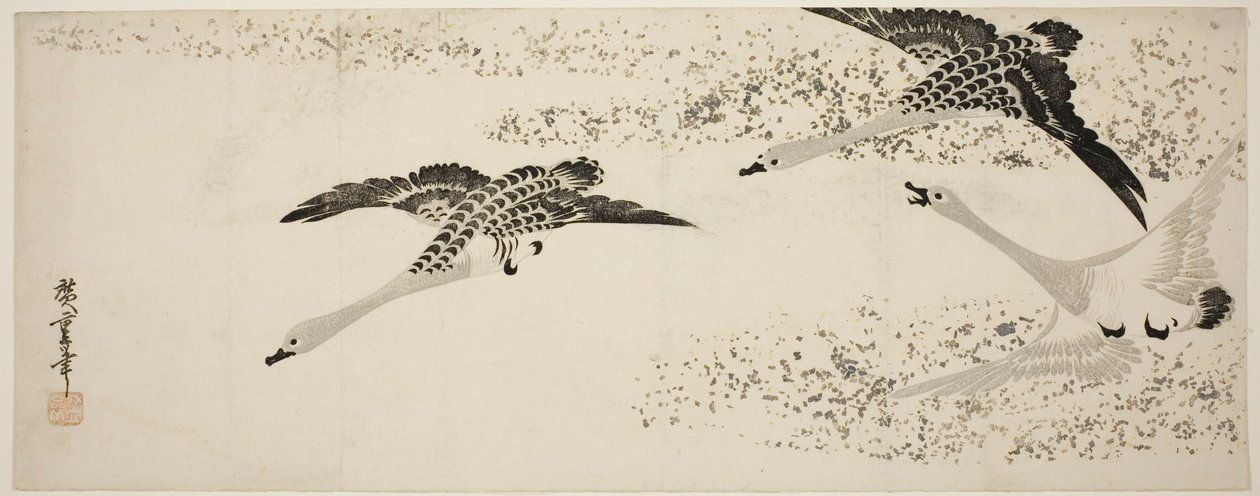 Nedstigende gjess av Utagawa Hiroshige