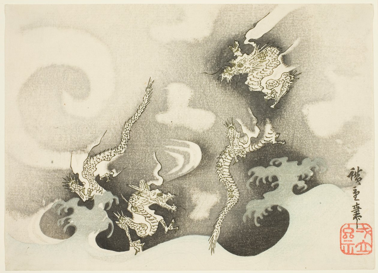 Drager blant skyer av Utagawa Hiroshige