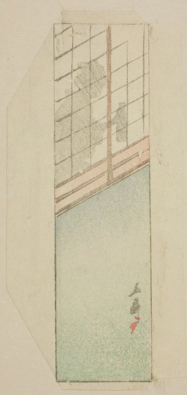 Konvolutt av kvinne bak skyveskjermer av Utagawa Hiroshige
