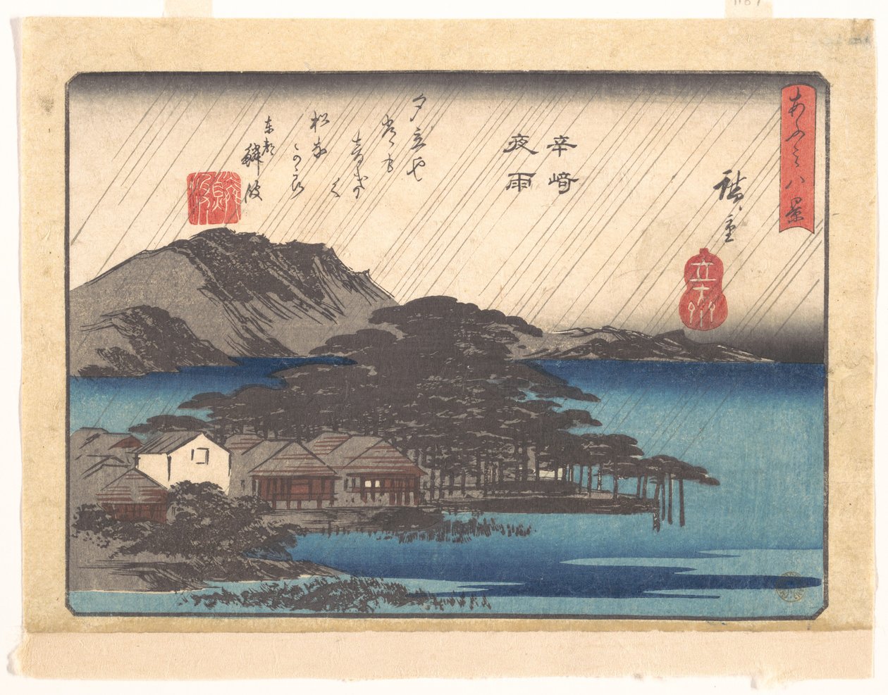 Kveldsregn ved Karasaki, fra serien Åtte utsikter over Ōmi (Ōmi hakkei) av Utagawa Hiroshige
