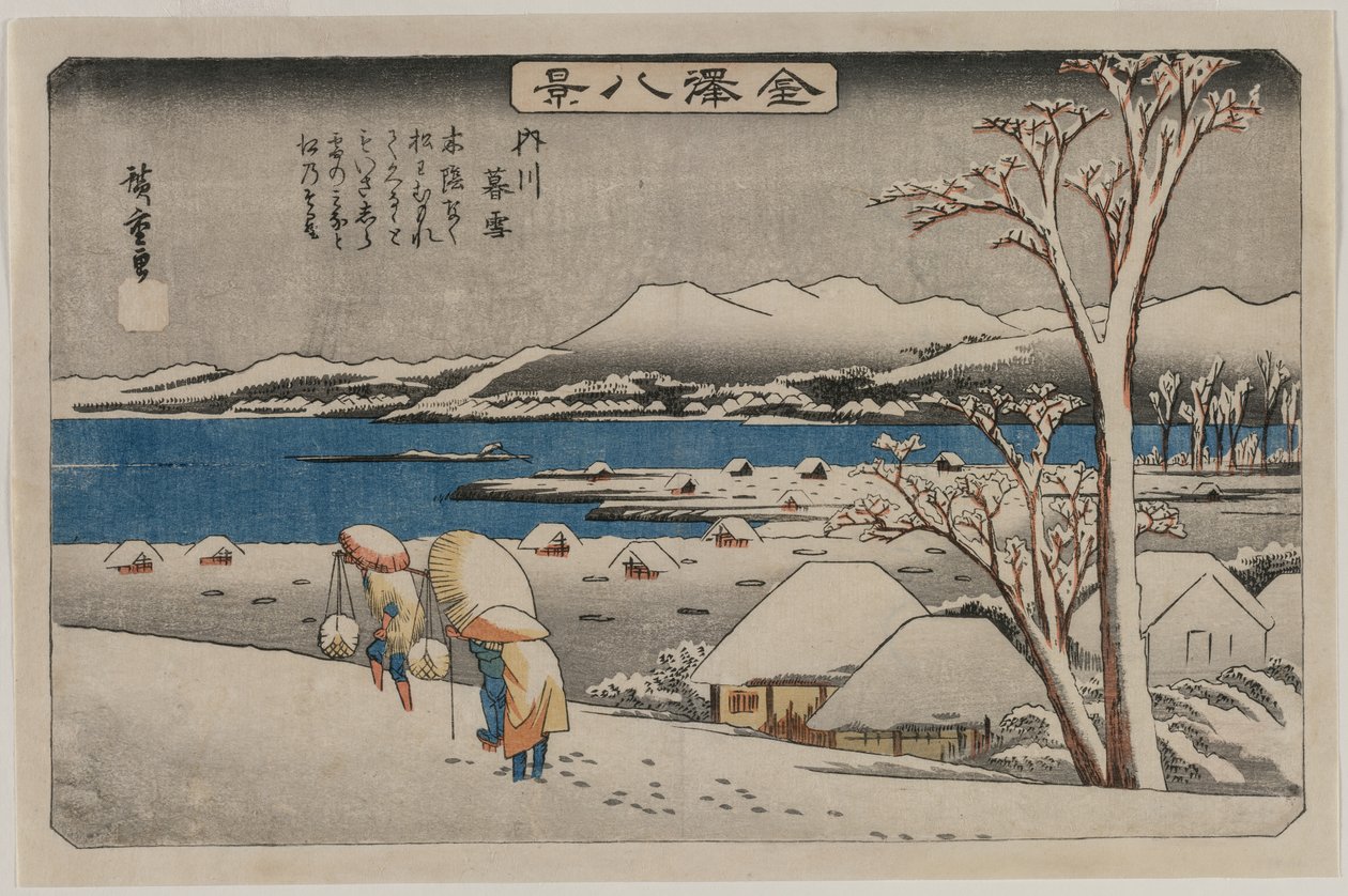 Evening Snow at Uchikawa, fra serien Eight Views of Kanazawa av Utagawa Hiroshige