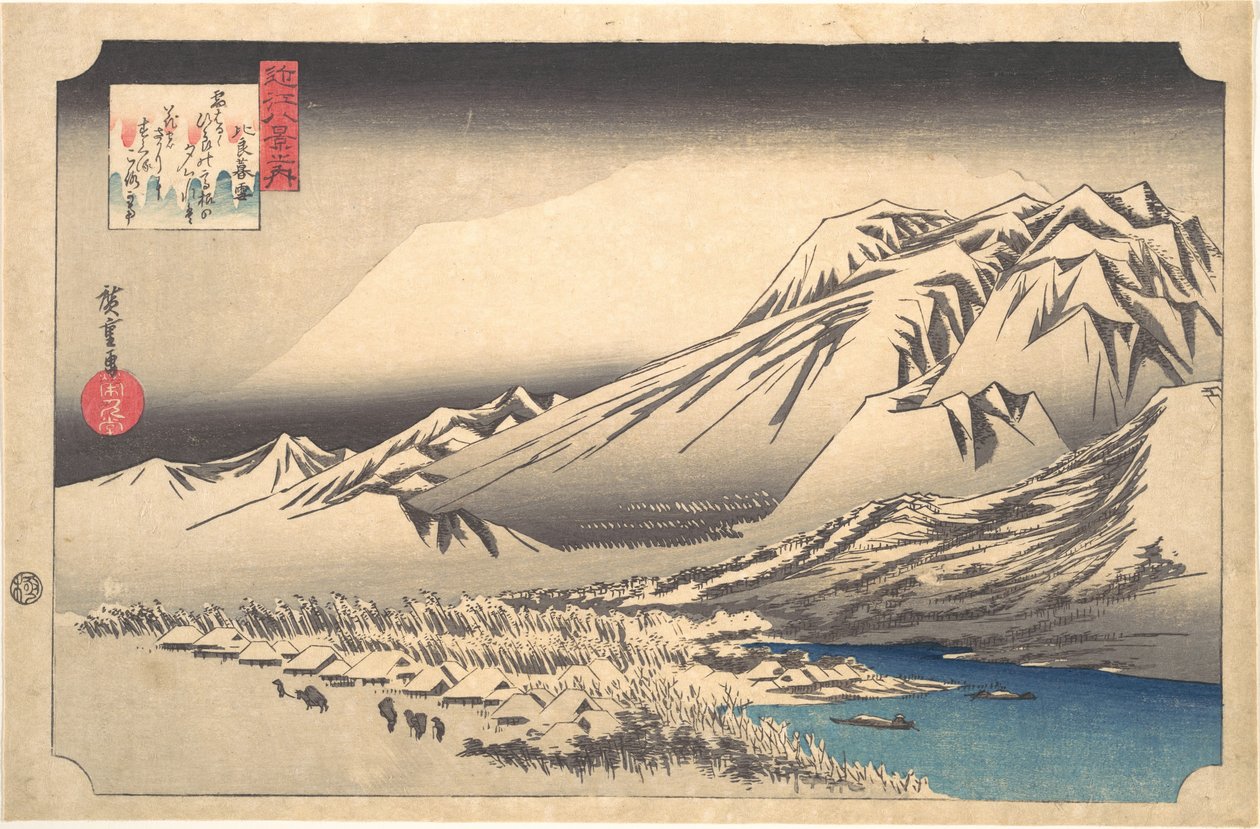 Kveldssnø på Hira-fjellet av Utagawa Hiroshige