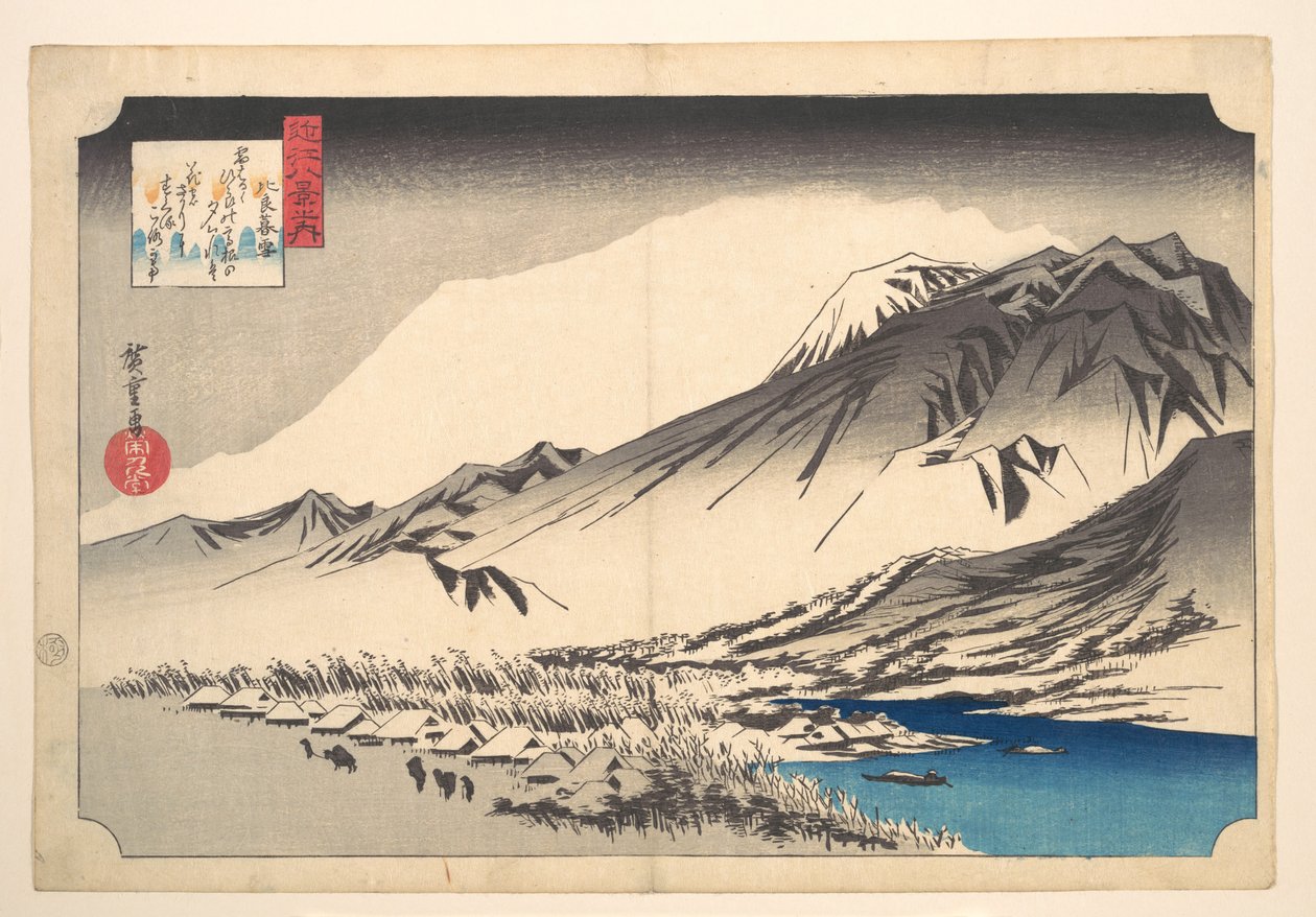 Kveldssnø på Hira-fjellet av Utagawa Hiroshige