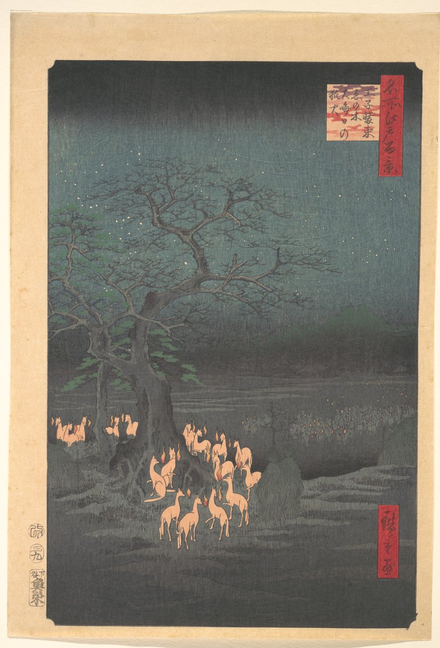 Rever møtes i Ōji av Utagawa Hiroshige