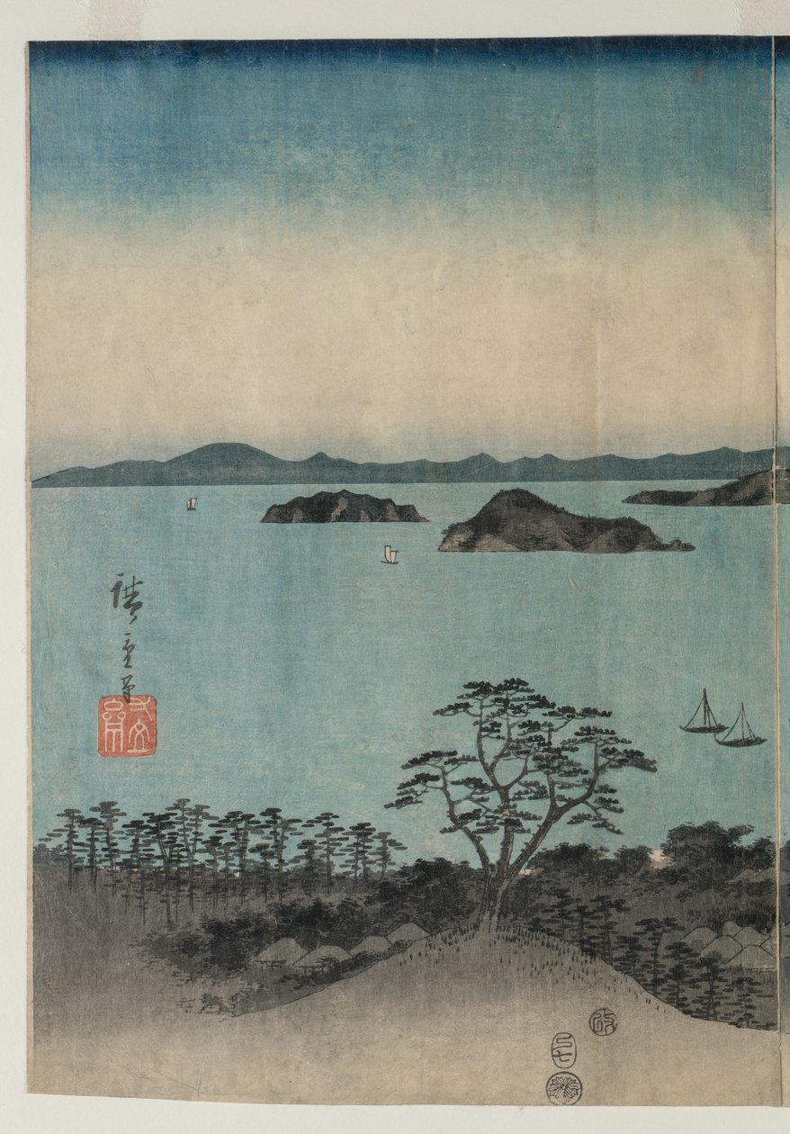 Fullmåne over Kanazawa, Musashi av Utagawa Hiroshige
