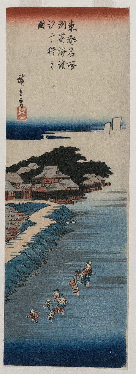 Samling av skjell ved lavvann ved Susaki; fra serien 100 Views of Famous Places in Edo av Utagawa Hiroshige