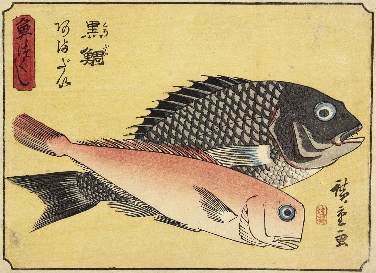 Gilthead and Tilefish, 1830-1844 av Utagawa Hiroshige