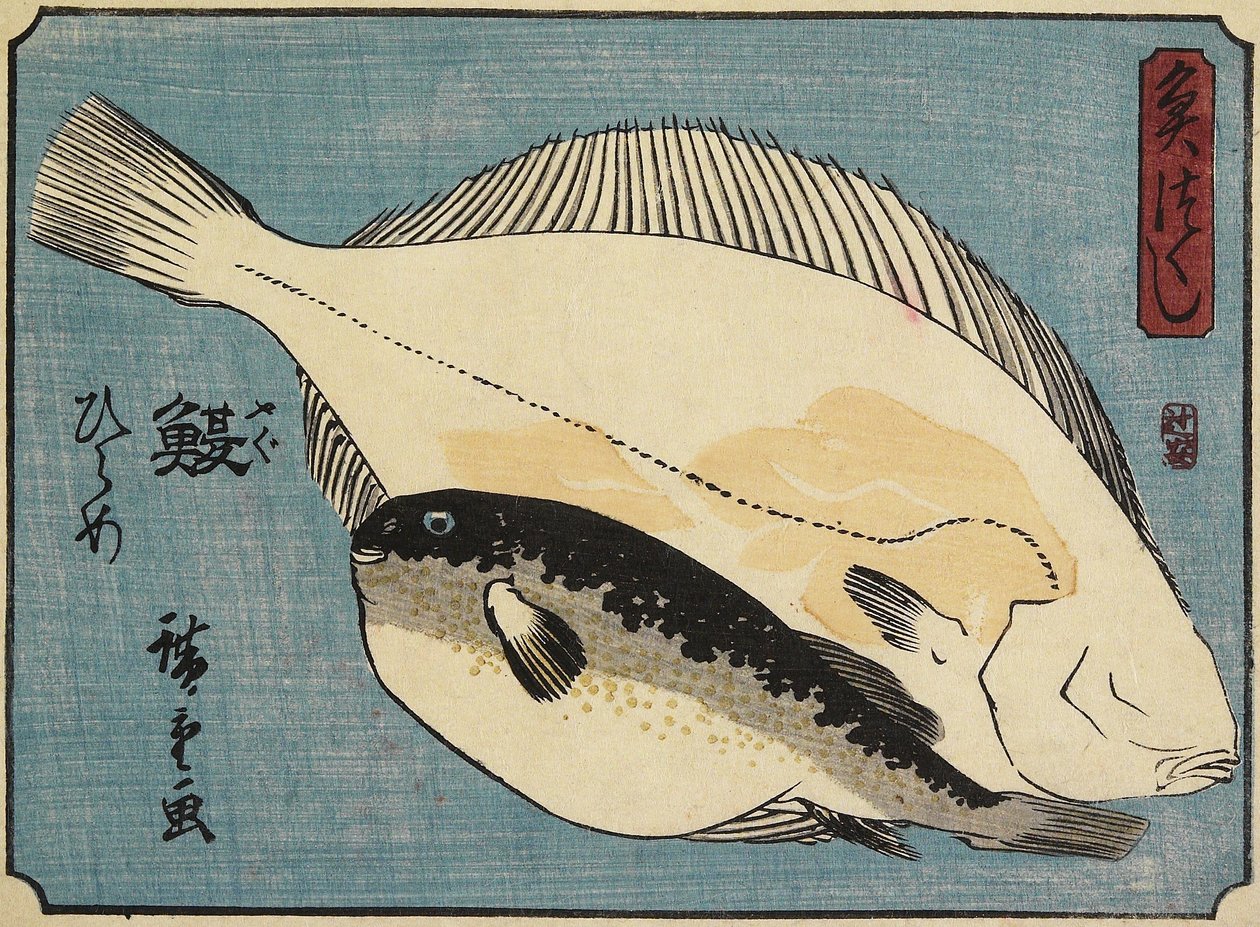 Globefish og flyndre, 1830-1844 av Utagawa Hiroshige