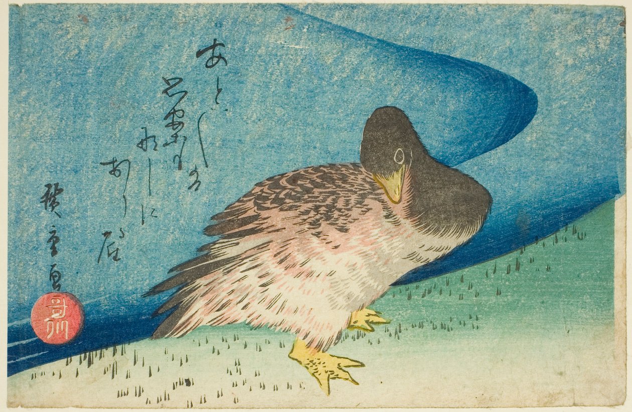 Gås på elvebredden av Utagawa Hiroshige