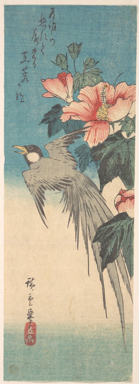 Hibiscus Mutabilis und Langschwanzvogel av Utagawa Hiroshige