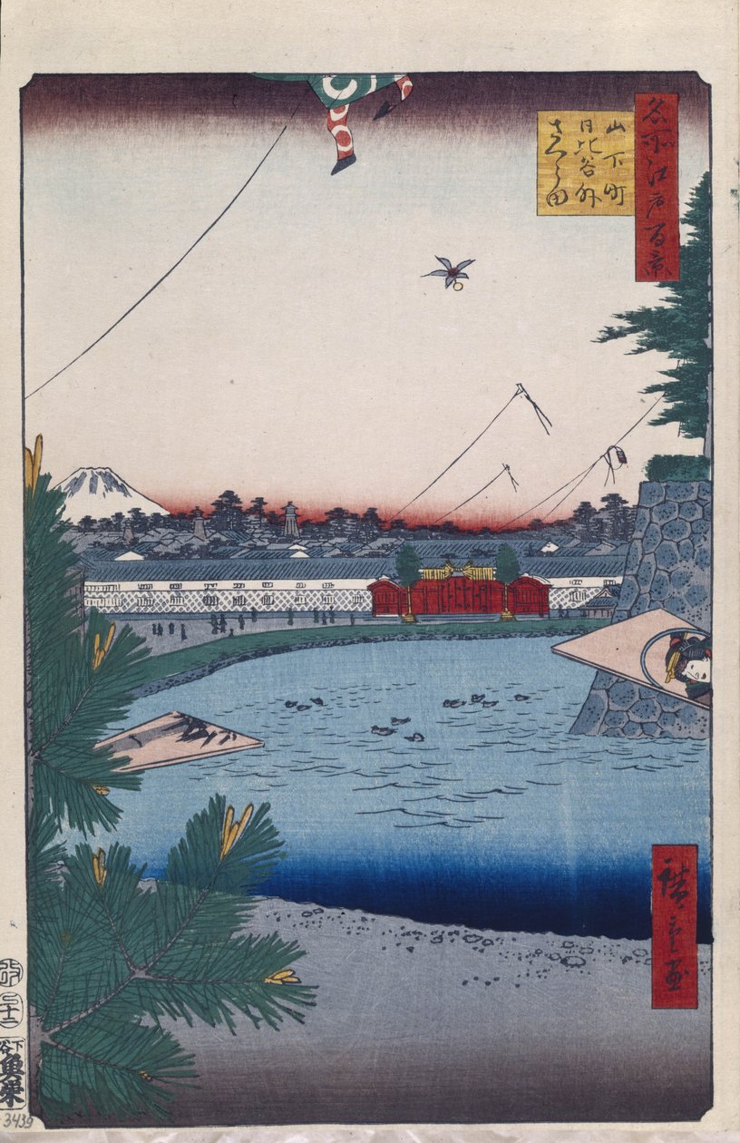 Hibiya og Soto-Sakurada fra Yamashita-cho Hundred berømte utsikter over Edo, 1856-1858 av Utagawa Hiroshige