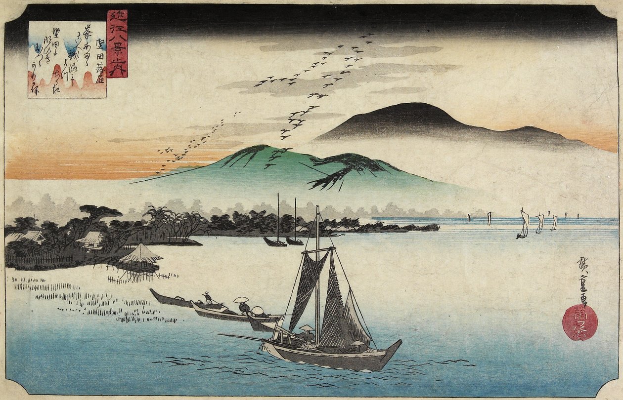 Søkegjess ved Katada, ca. 1834 av Utagawa Hiroshige