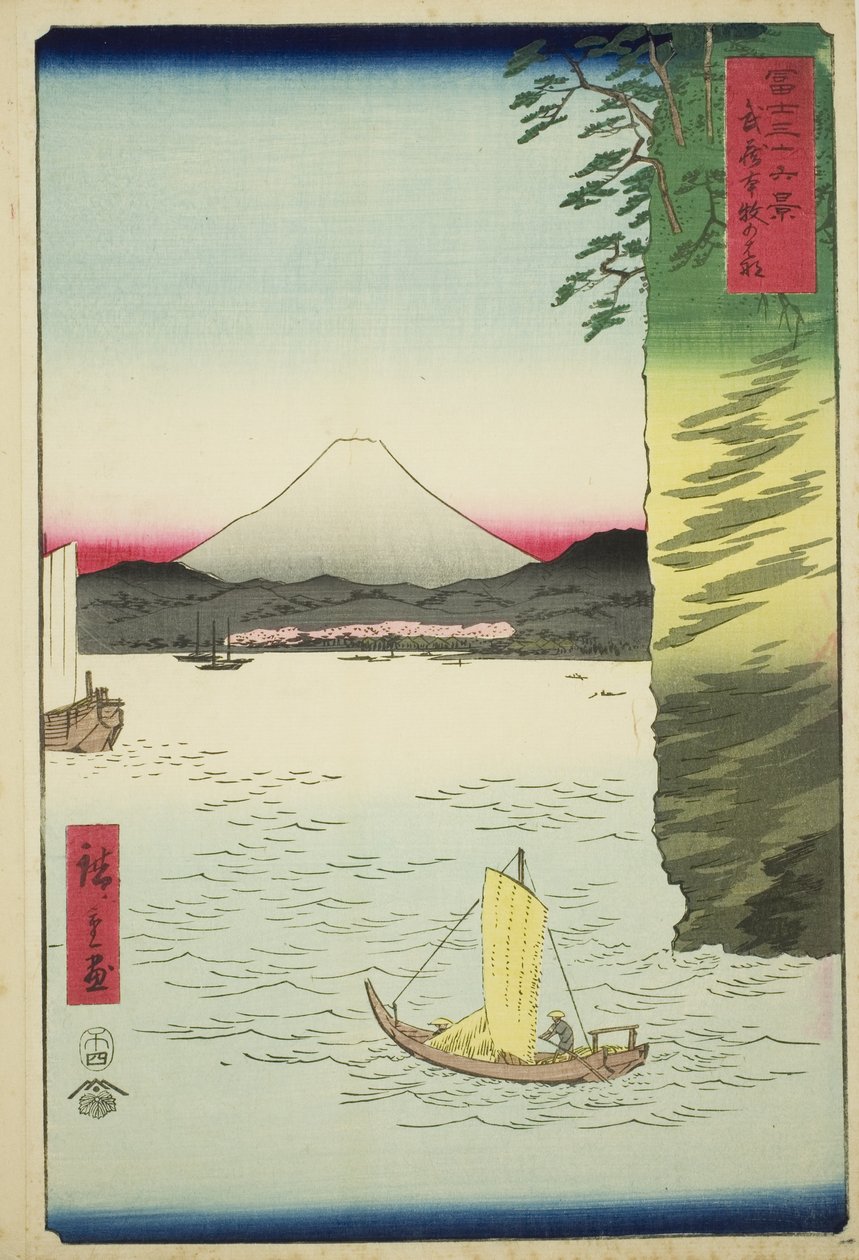 Honboku-medlem Musashi P Rovinse (Musashi Honmoku no Hana), fra Teseries ``Tyrty-Mr. av Utagawa Hiroshige