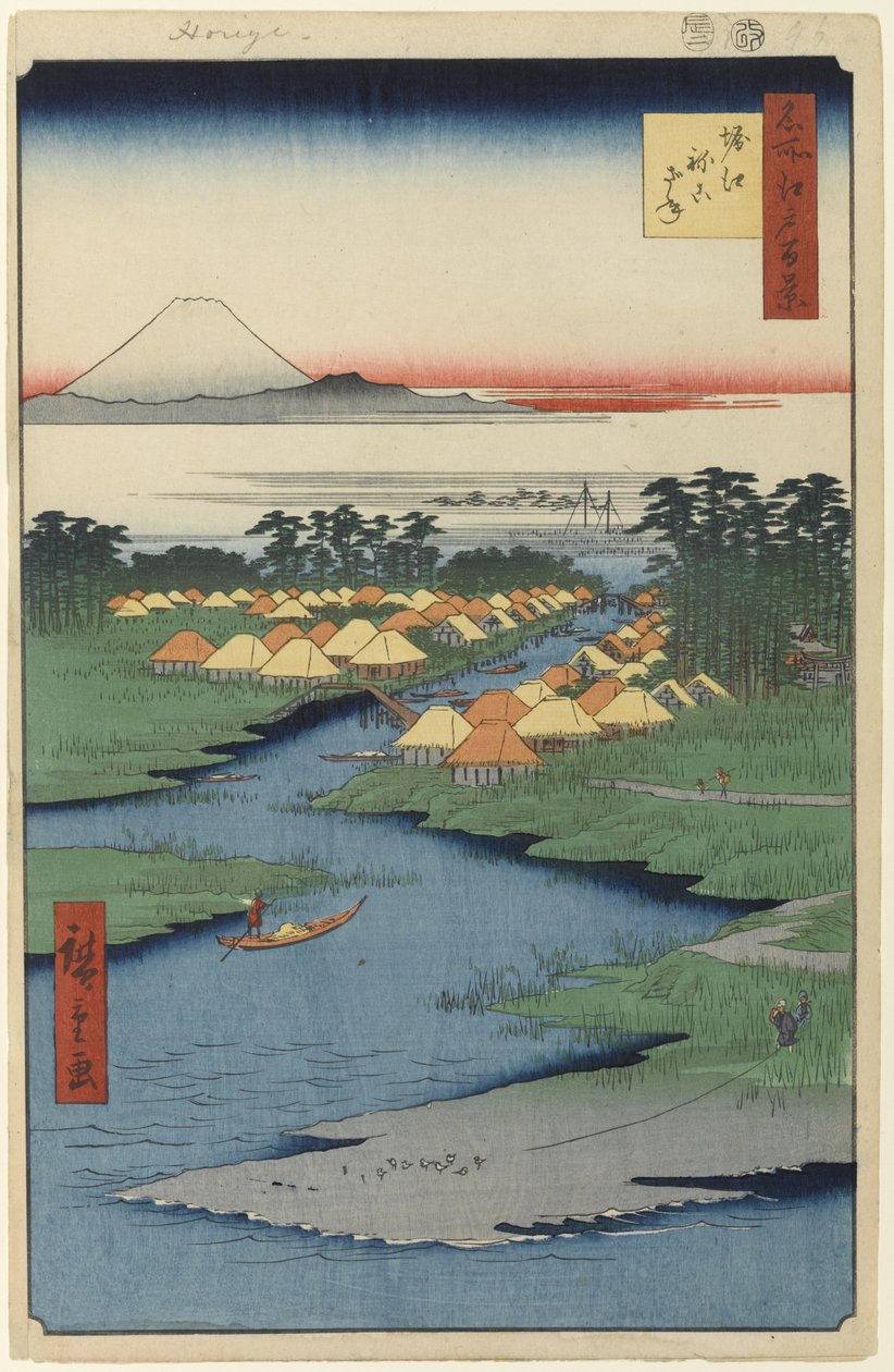 Horie og Nekozane, nr. 96 fra One Hundred Famous Views of Edo, 1856 (treblokktrykk) av Utagawa Hiroshige