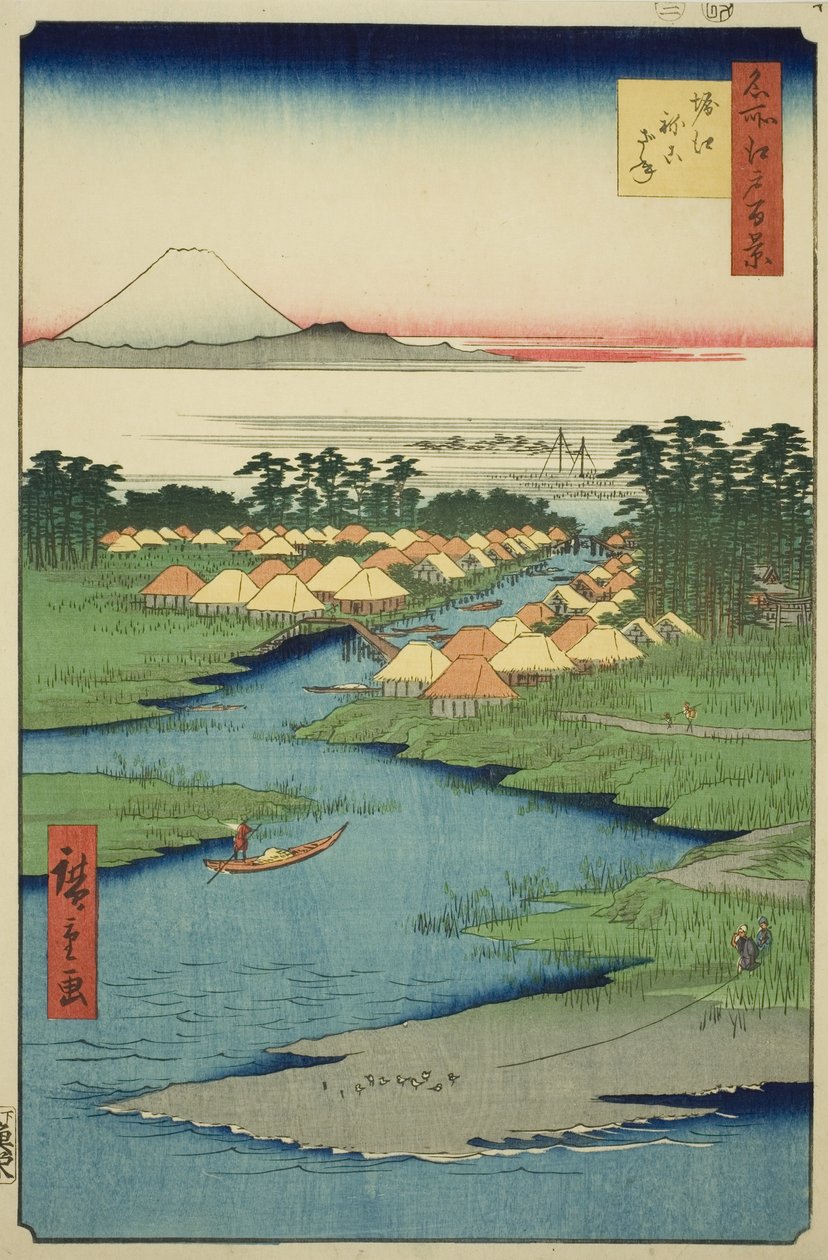 Horie og Nekozane, fra serien "One Hundred Famous Views of Edo (Meisho Edo hyakkei)" av Utagawa Hiroshige
