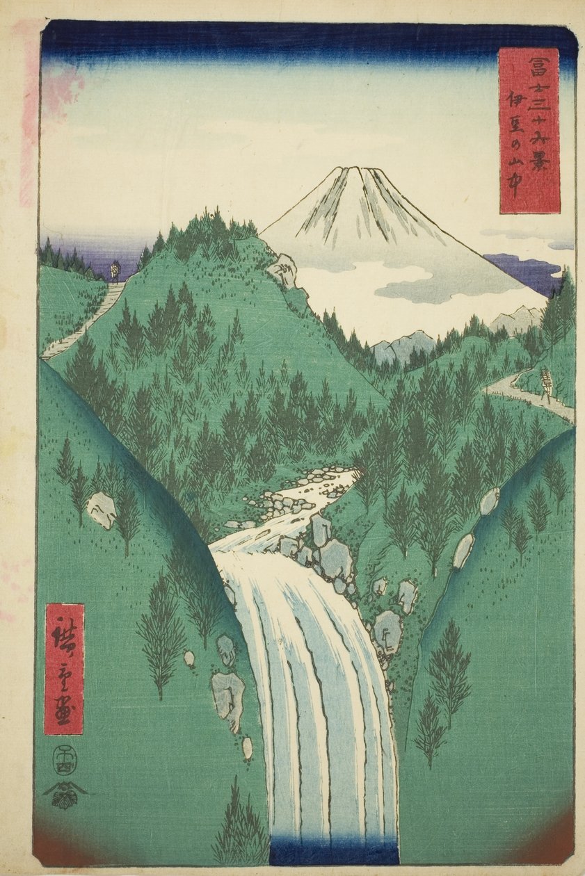 I fjellene i Izu-provinsen (Izu no sanchu), fra serien "Thirty-six Views of Mount Fuji (Fuji sanjurokkei)" av Utagawa Hiroshige