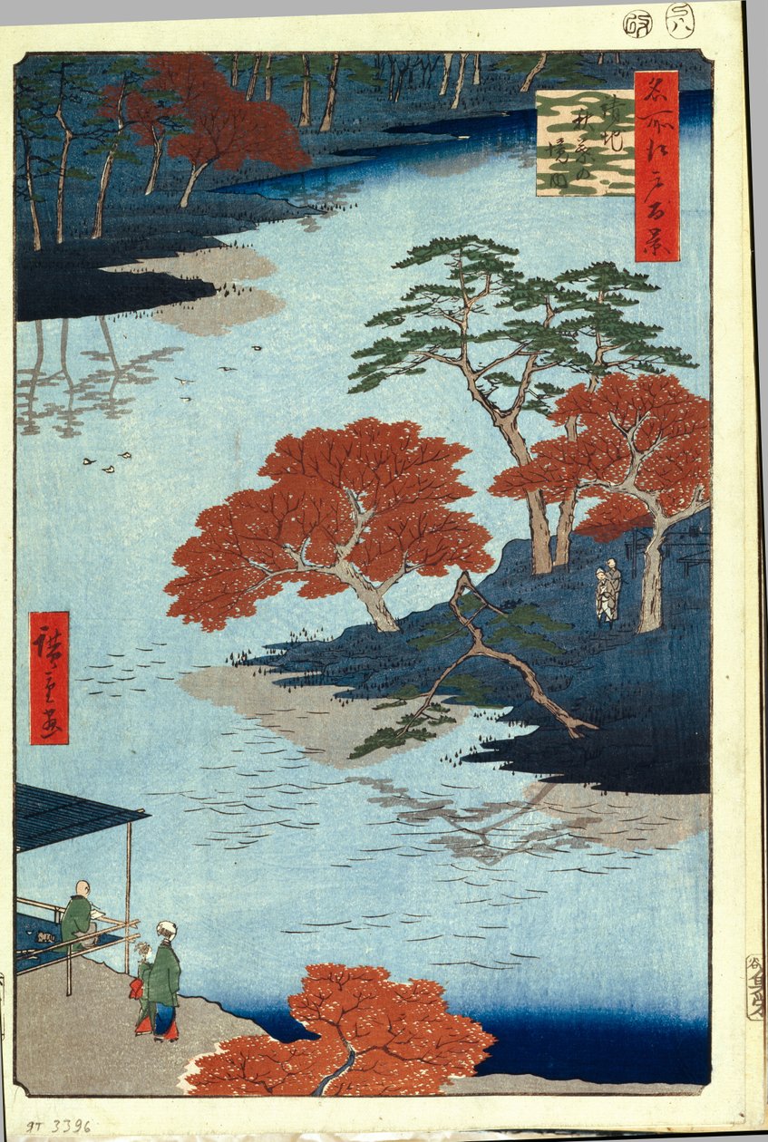 Inne i Akiba-helligdommen ved Ukeji. Hundre kjente utsikter over Edo, ca. 1858 av Utagawa Hiroshige