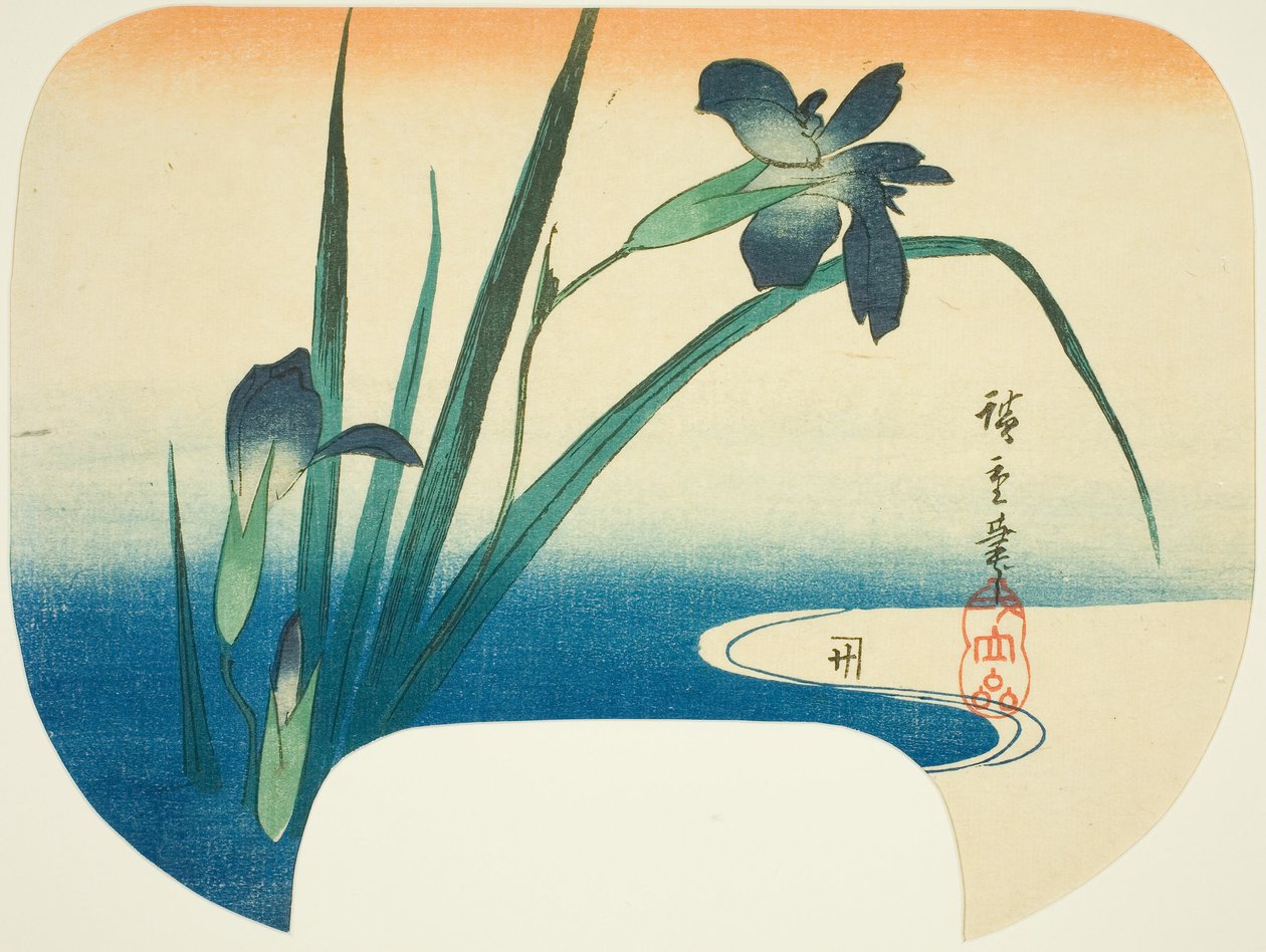 Iris og bekk av Utagawa Hiroshige