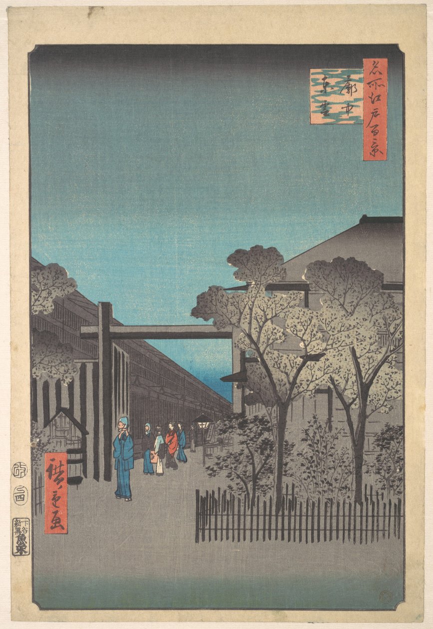 Gryning i fornøyelseskvartalet av Utagawa Hiroshige