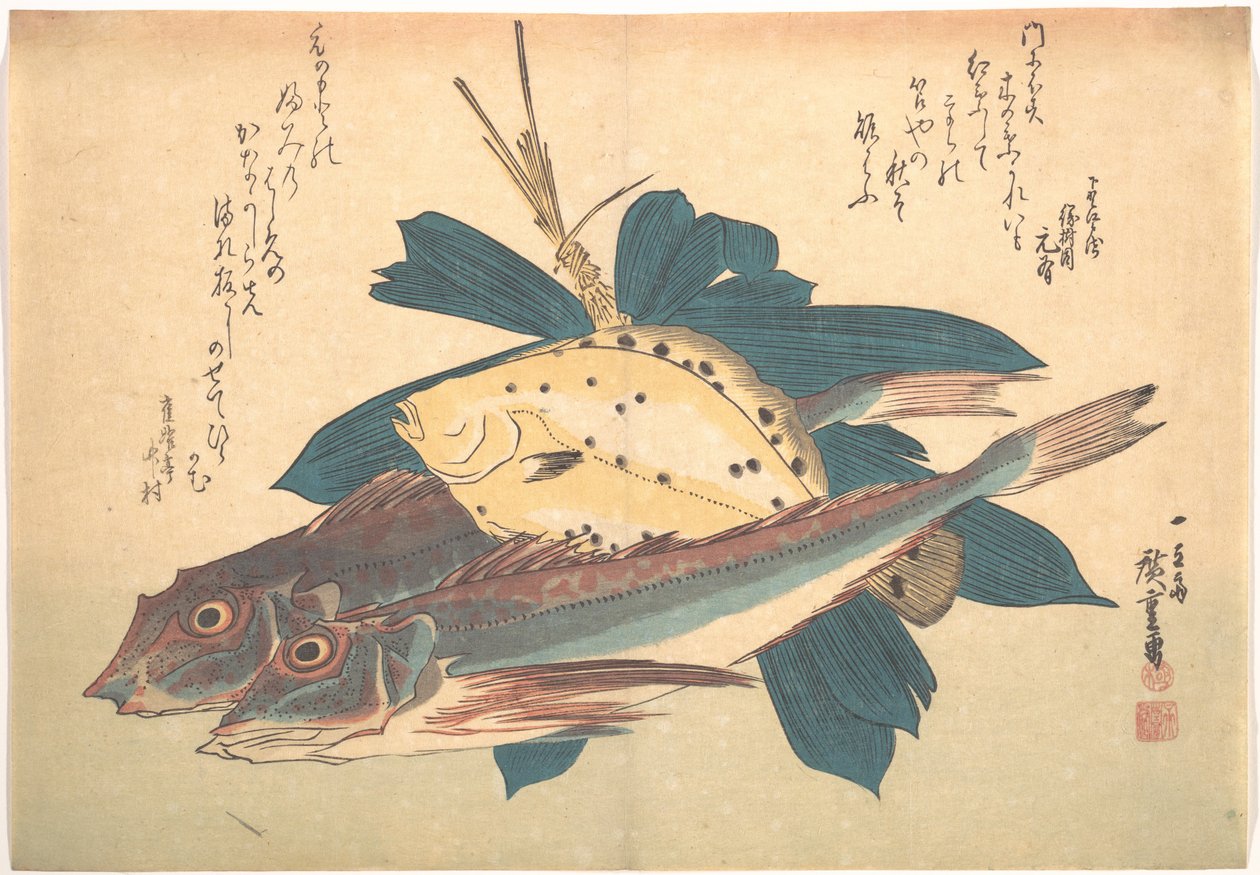 Kanagashira- og Karei-fisk, fra serien Uozukushi (Alle slags fisk) av Utagawa Hiroshige