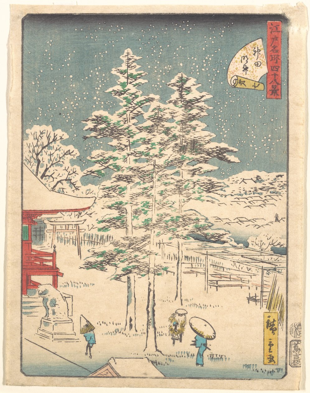 Snø ved Kanda-tempelet av Utagawa Hiroshige