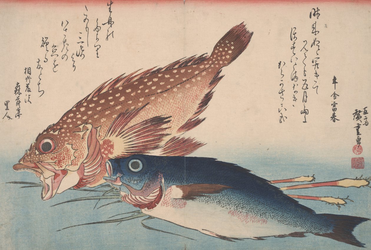 Kasago, Isaki og Ginger, 1832 av Utagawa Hiroshige