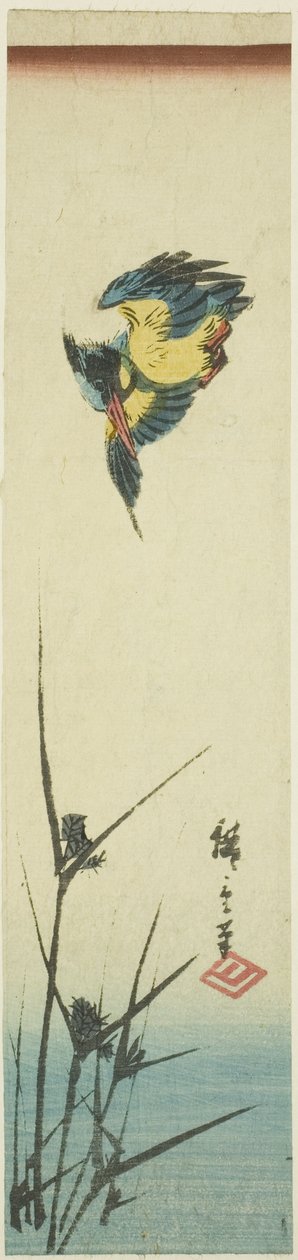 Kingfisher og siv av Utagawa Hiroshige