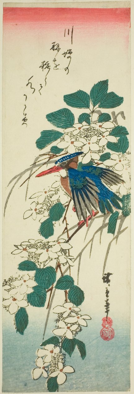 Kingfisher og viburnum av Utagawa Hiroshige