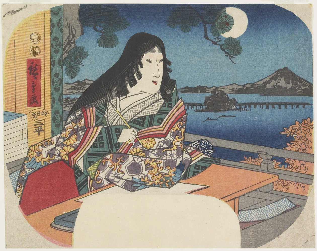 En dy lilla ved Ishiyamadera hånd MP, 1847-1848 av Utagawa Hiroshige