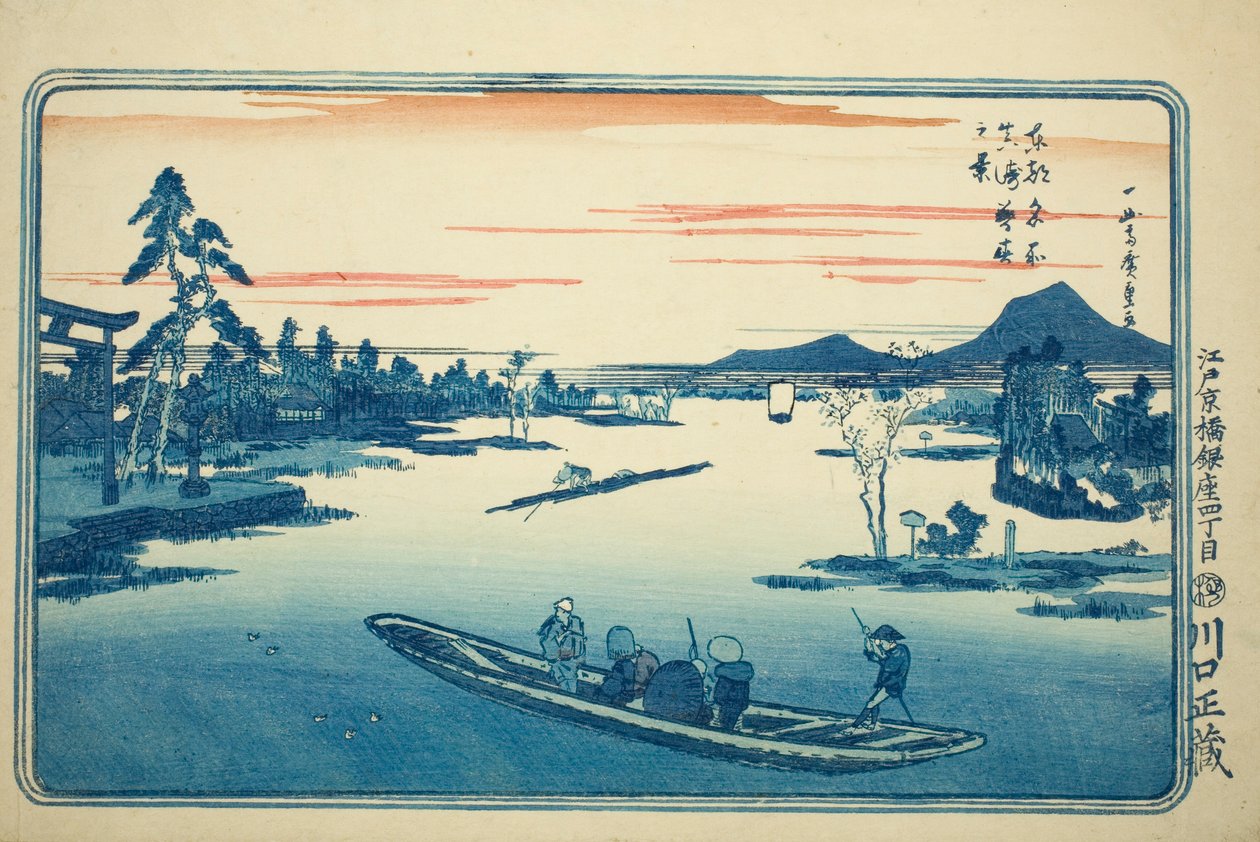 Sen vår på Massaki (Massaki boshun no kei), fra serien "Famous Views of the Eastern Capital (Toto meisho)" av Utagawa Hiroshige