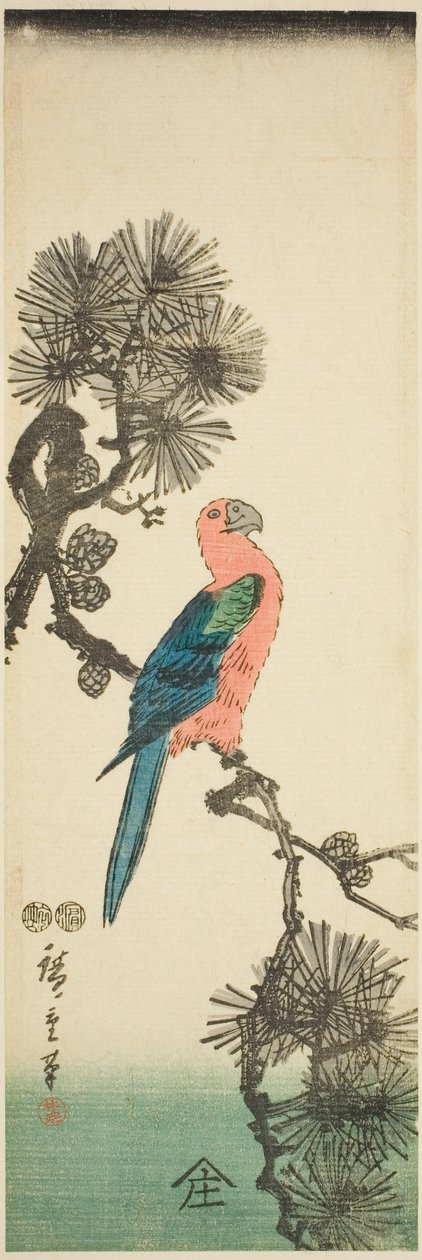 Ara på furugren av Utagawa Hiroshige