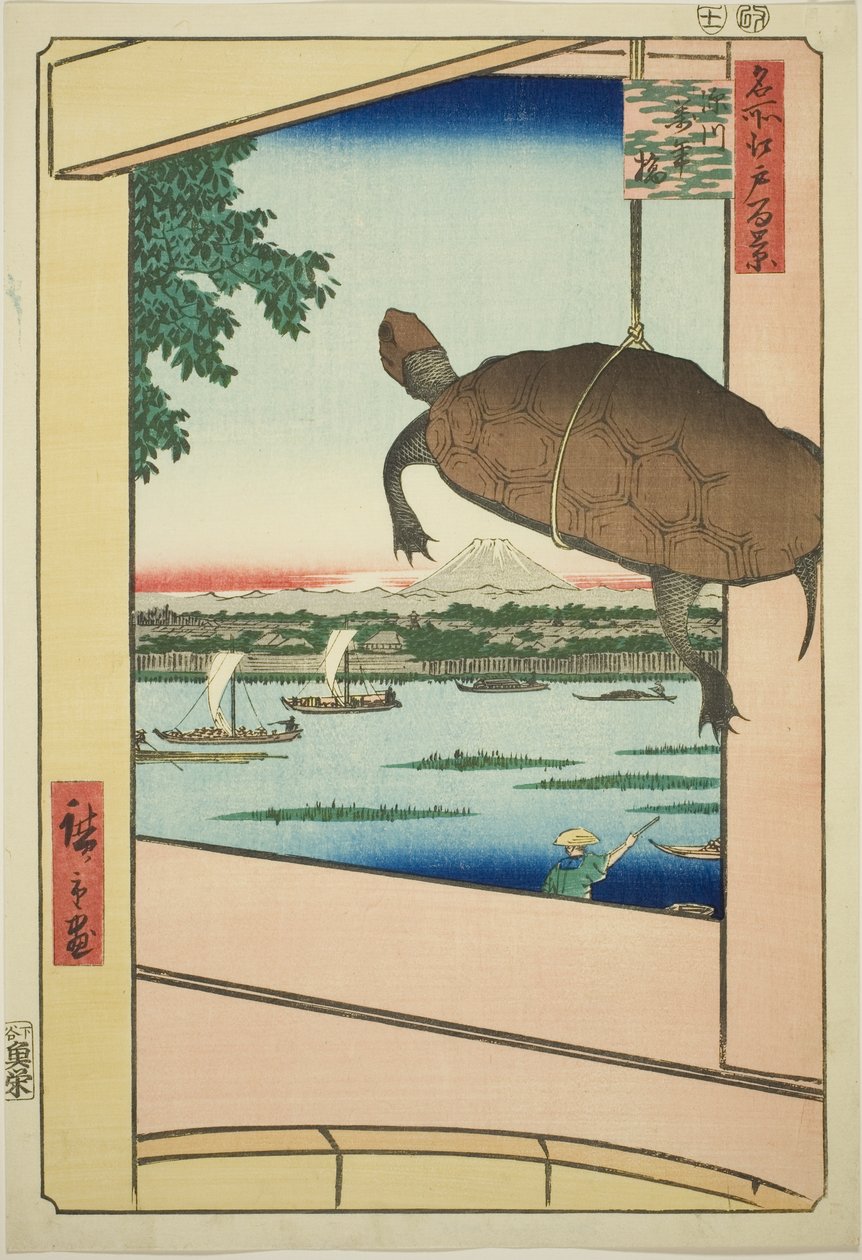 Manen Bridge, Fukagawa (Fukagawa Manenbashi), fra serien ” av Utagawa Hiroshige