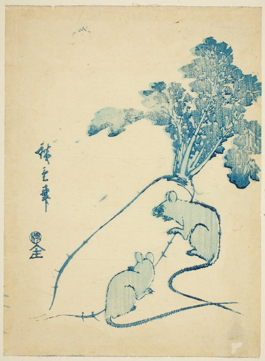 Mus og reddik av Utagawa Hiroshige