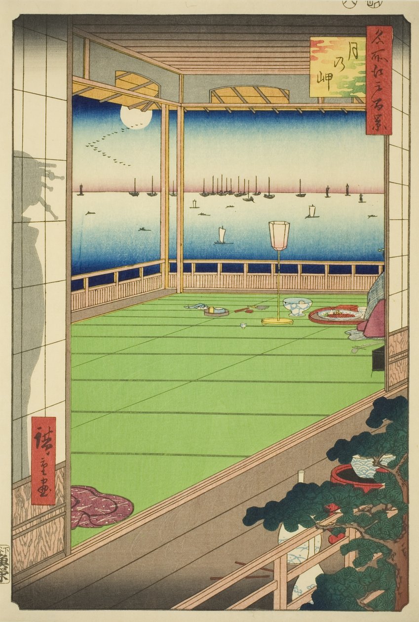 Moon-Viewing Point (Cape of the Moon), fra seriens ås, d re d re d web s Views of Edo (One Hundred Famous Views of Edo) av Utagawa Hiroshige