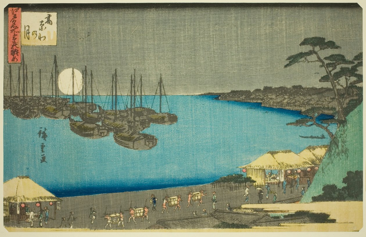 Moon at Takanawa (Takanawa no tsuki), fra serien "Three Views of Famous Places in Edo (Edo meisho mittsu no nagame)" av Utagawa Hiroshige