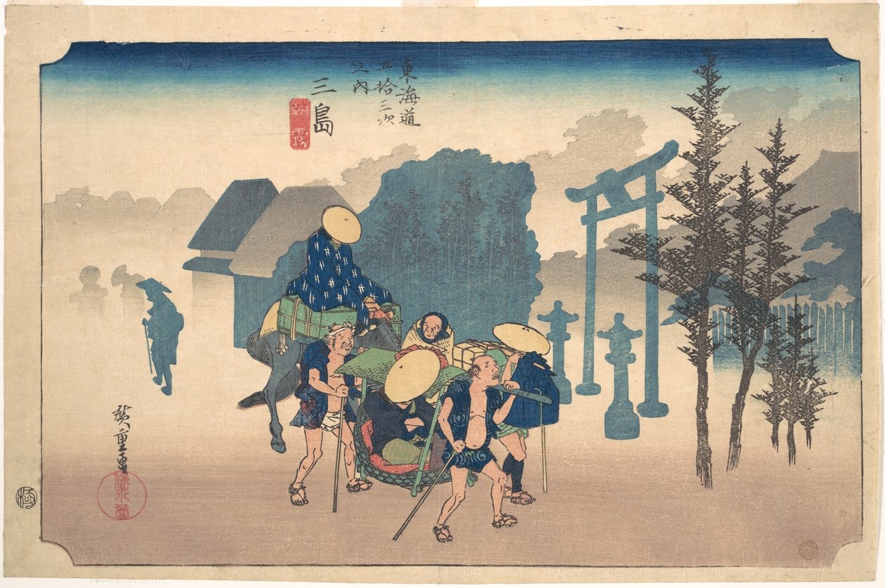 Morgentåke ved Mishima av Utagawa Hiroshige