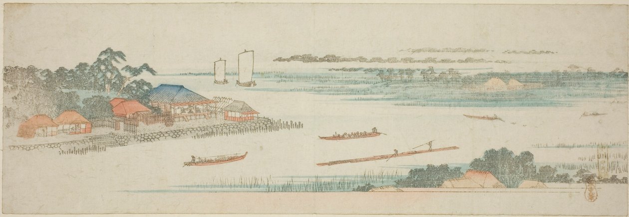 Munningen av Naka-elven (Nakagawa guchi no zu), fra en serie uten navn med kjente utsikter over Edo-forstedene av Utagawa Hiroshige