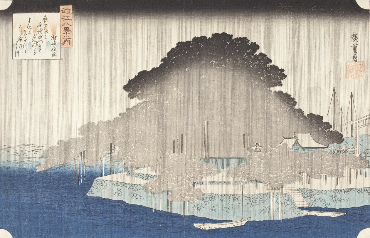 Nattregn ved Karasaki av Utagawa Hiroshige