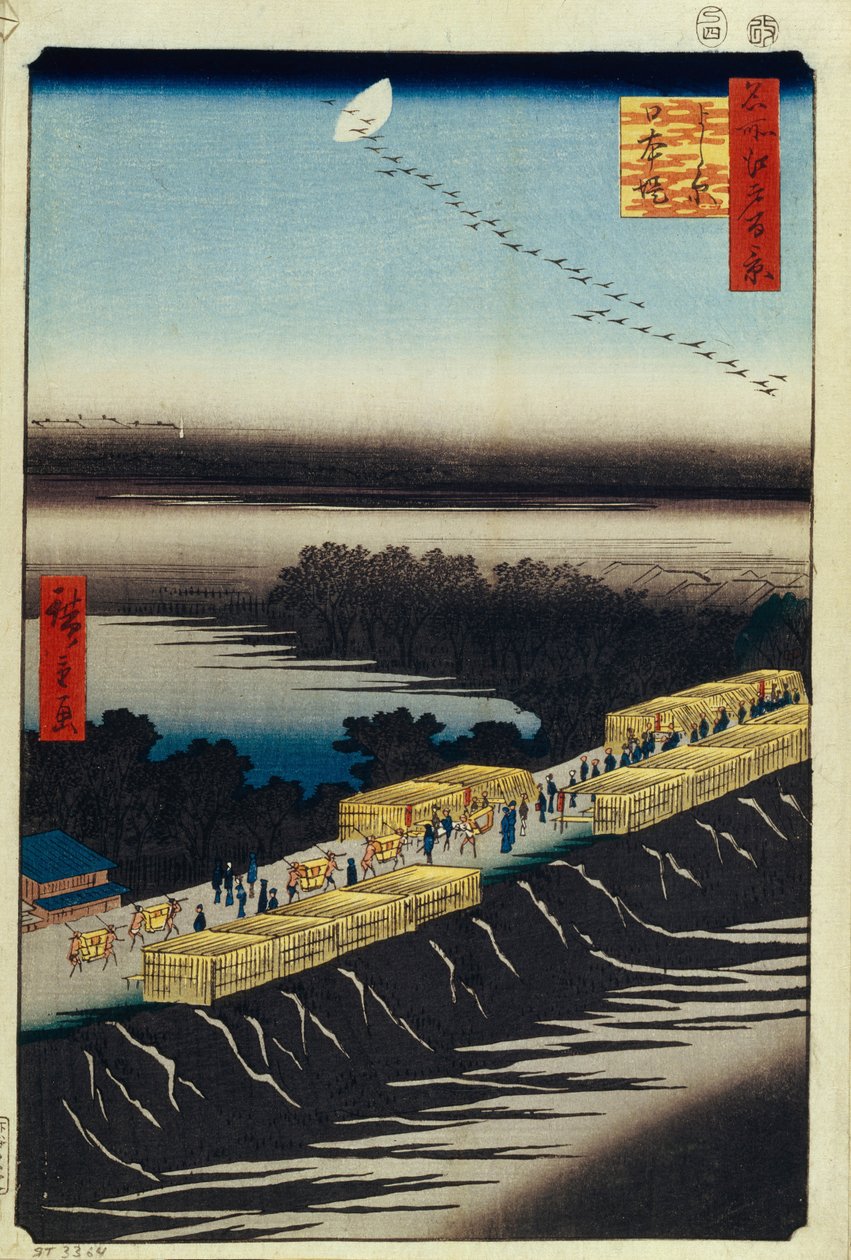 Nihon Embankment og Yoshiwara ett hundre kjente utsikter over Edo, 1856–1858 av Utagawa Hiroshige