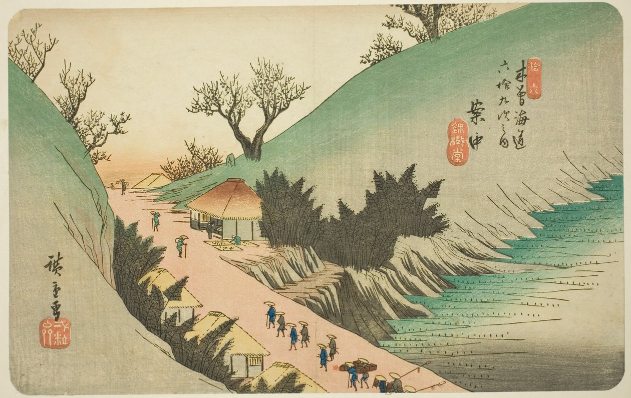 av. 16: An Aka, fra serien "Shi x ty-nine S ta on s of kisokaido" av Utagawa Hiroshige