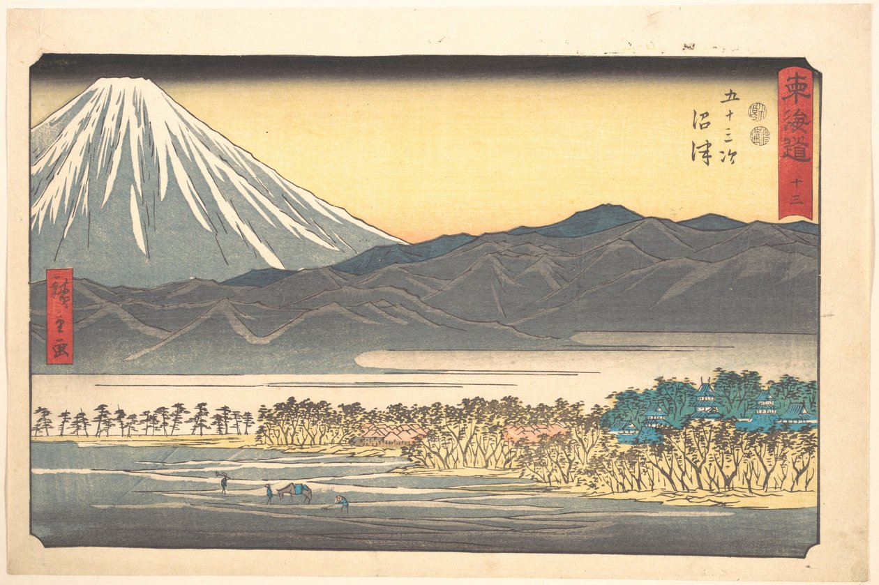 Numazu, nummer 13 fra serien «Tōkaidōs femtitre stasjoner (Tōkaidō gojūsan tsugi)» av Utagawa Hiroshige