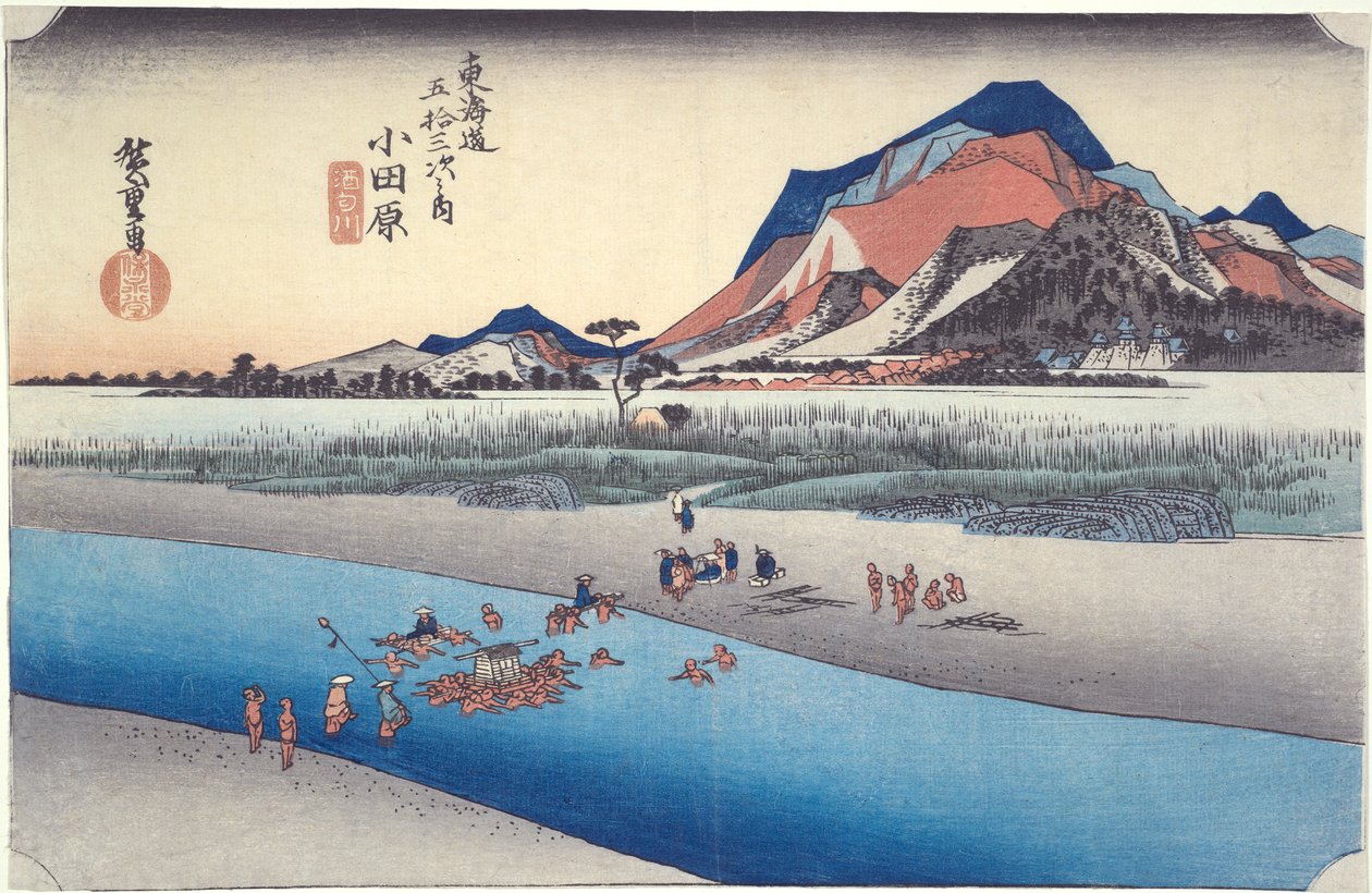 Odawara, Sakawa River, fra serien Fifty-three Stations of the Tokaido av Utagawa Hiroshige