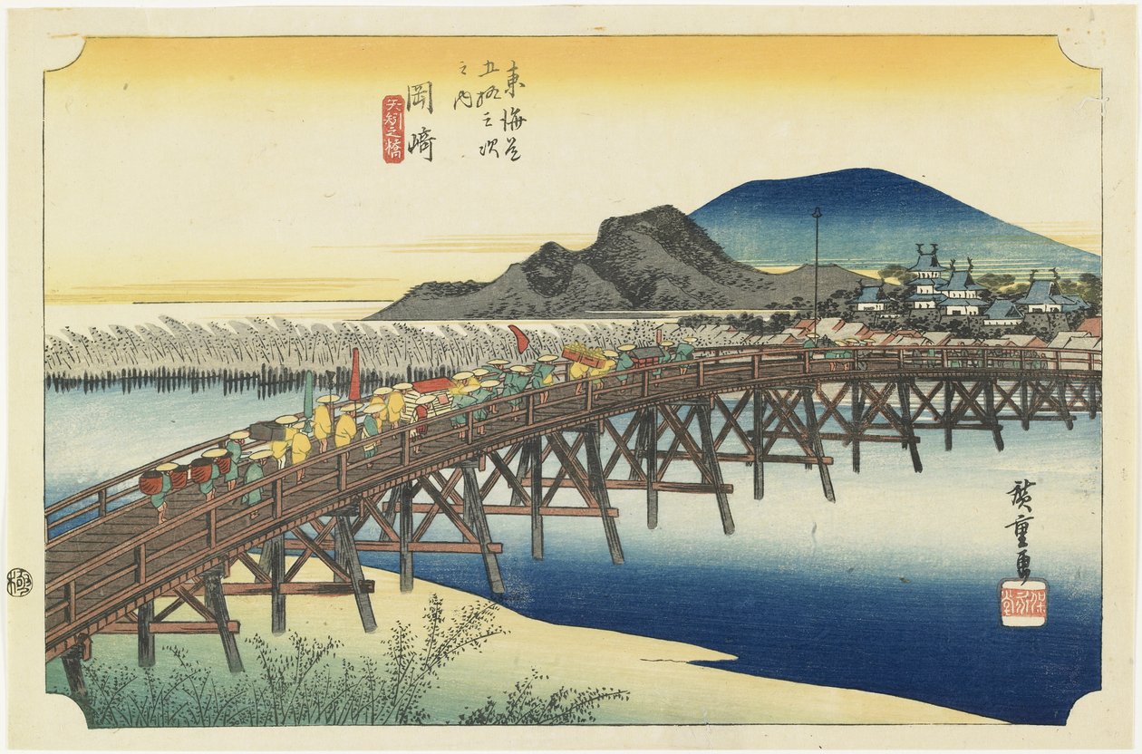 Okazaki-Yahagi B begrunnelse, ca. 1833 av Utagawa Hiroshige