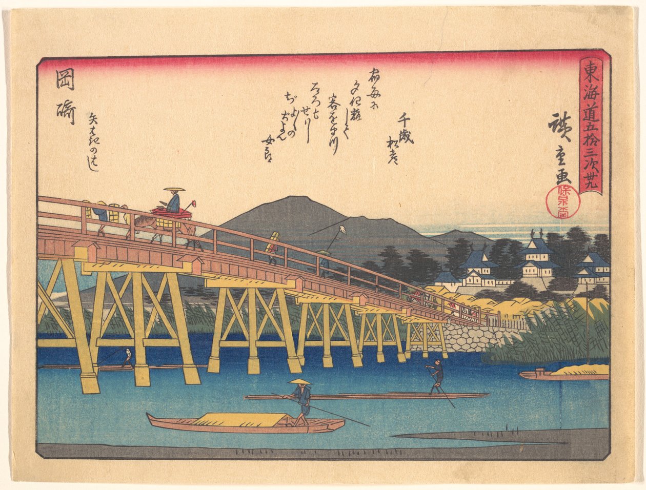 Okazaki, fra serien De femtitre stasjonene på Tōkaidō-veien av Utagawa Hiroshige