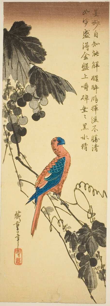Papegøye på en vinranke av Utagawa Hiroshige