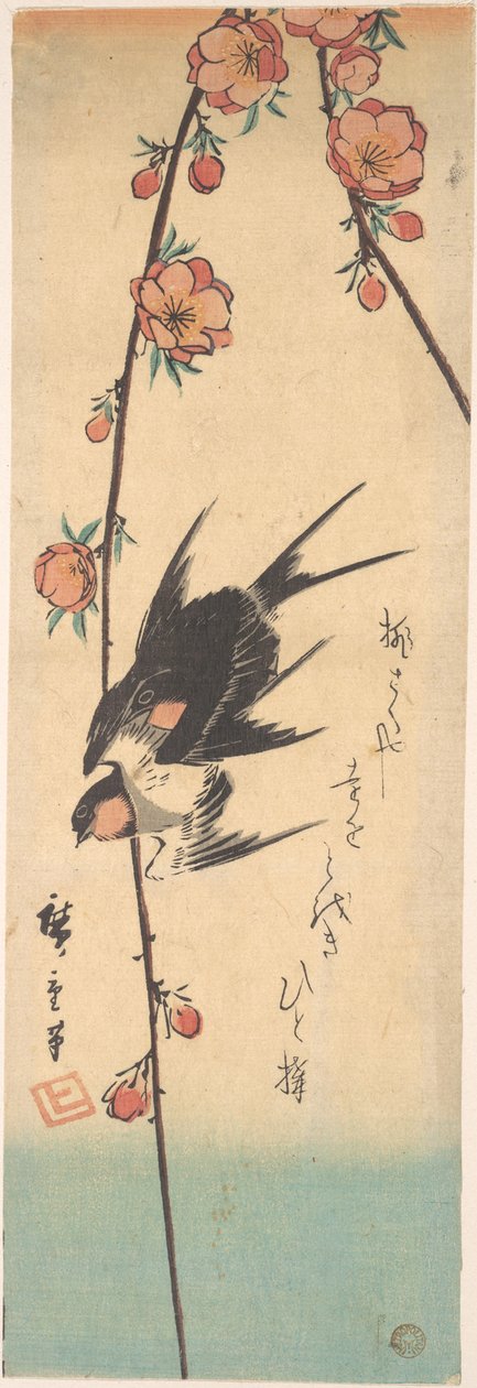 Birnenblüten und Schwalben av Utagawa Hiroshige