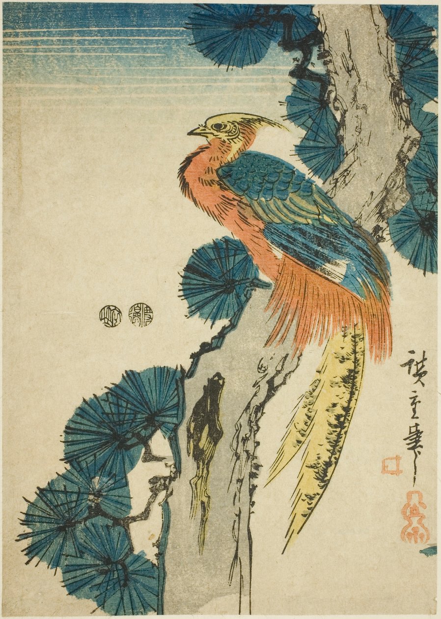 Fasan og furu av Utagawa Hiroshige